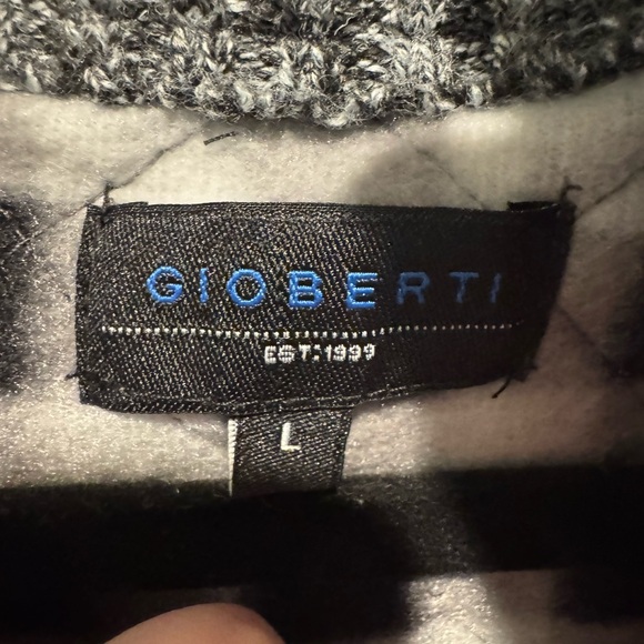 Mens Gioberti Gray Full Zip Quilted Sweater Jacket Size L - Picture 12 of 14